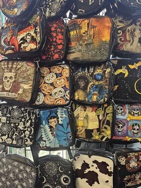 Assorted Printed Crossbody Bag - Halloween & Gothic Motifs